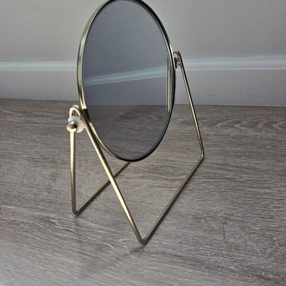 Metal Table Mirror – Gold-colored Metal Frame - Adjustable and Stylish - - Picture 7 of 7